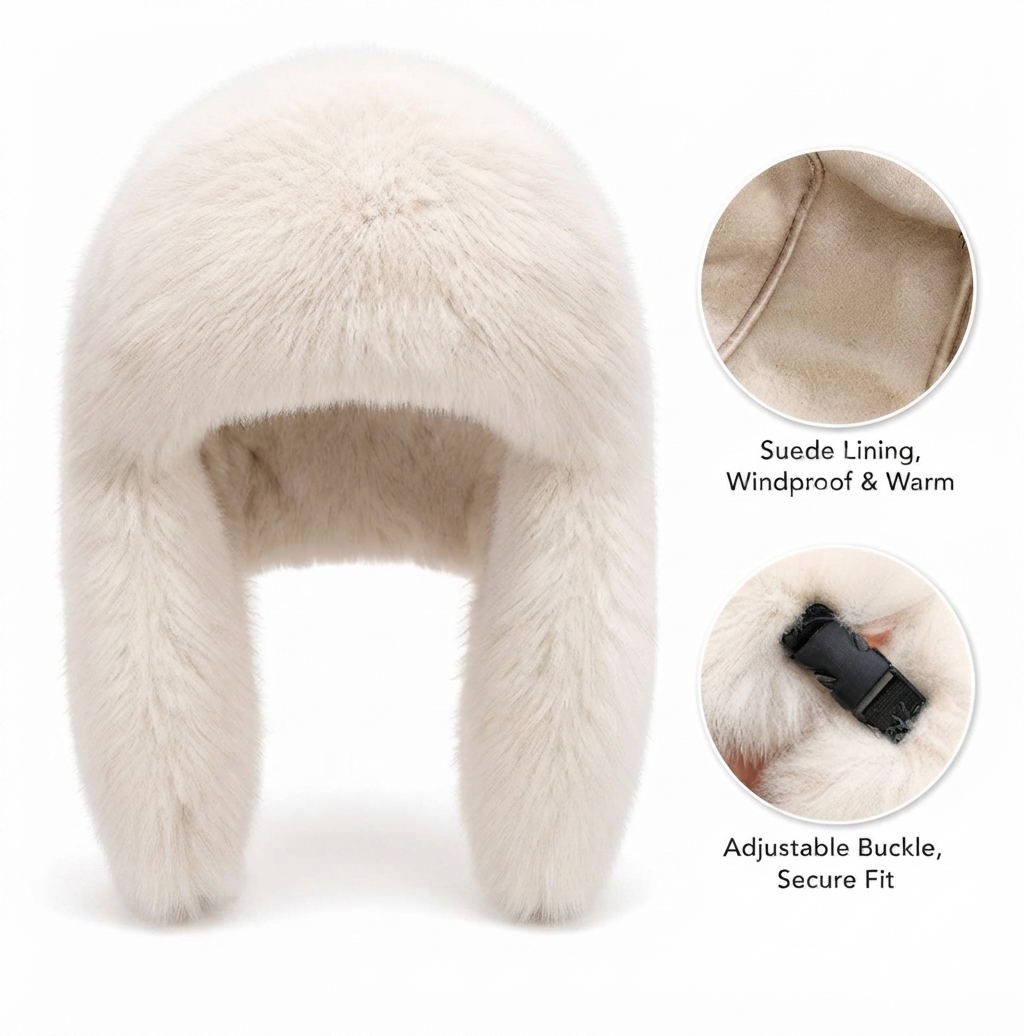 DONVEE LUXE™ Luxury Faux Fur Trapper Hat - Windproof Winter Ushanka with Suede Lining - 图片 6